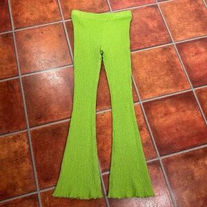 Lisa Says Gah HighWaisted Green Ribbed Bellbottom Pants Size Medium